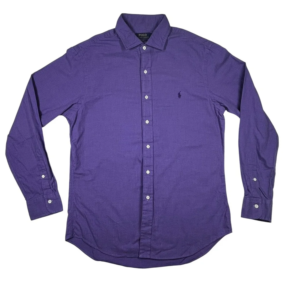 Polo Ralph Lauren Button Down Shirt Mens Large Purple Slim Fit Business Casual